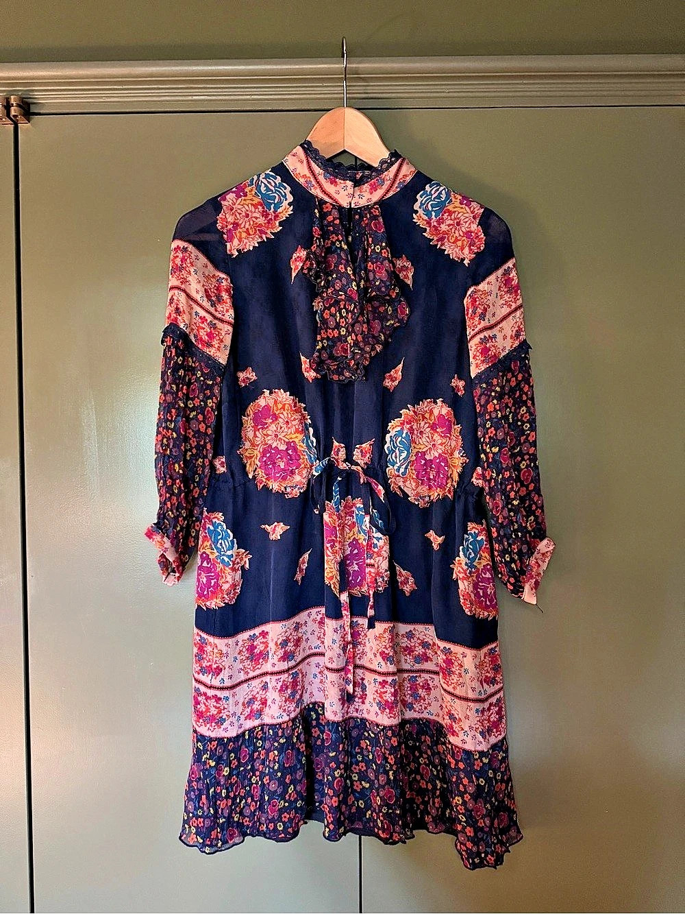 Anna Sui Silk Floral Mini Dress Size 2